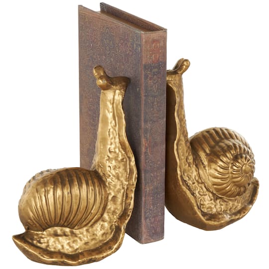 7" Gold Metal Snail Standing Bookends, 2ct.